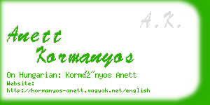 anett kormanyos business card